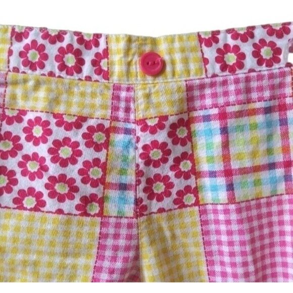 Fisher Price Girls Size 24 Month Patchwork Plaid Floral Shorts Pink Yellow - Picture 3 of 7